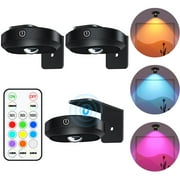 FERSWE Picture Lights, 1200mAh Rechargeable Battery Operated Picture Lights, Puck Lights with Remote, 9 RGB Colors, Dimmable&Timer, Gallery Lights, Art Display Lighting for Paintings Wireless/3 Pack