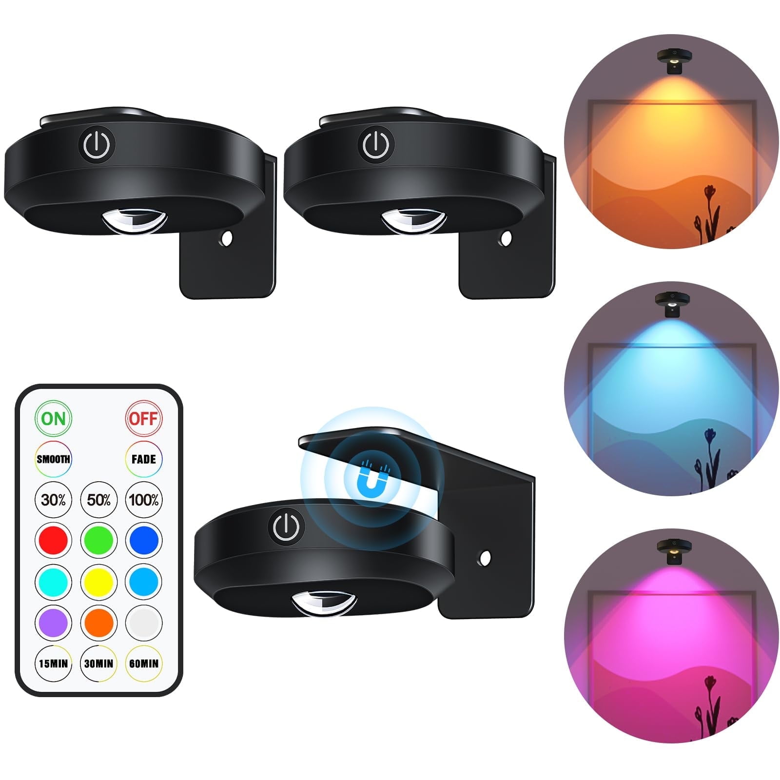 FERSWE Picture Lights, 3 Pack 1200mAh Rechargeable Battery Operated