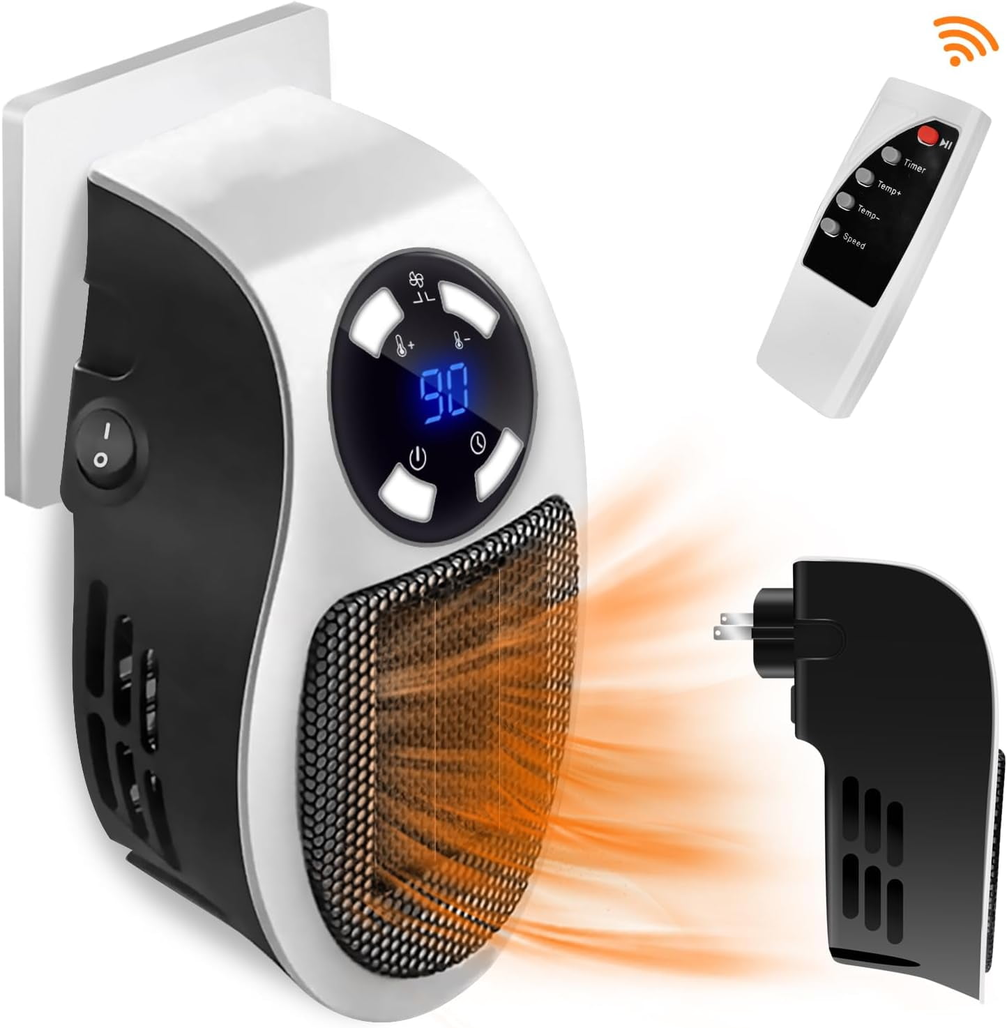 FERSWE Plug in Wall Space Heater Smart Small Fan Heater 500W Electric Space Heater with