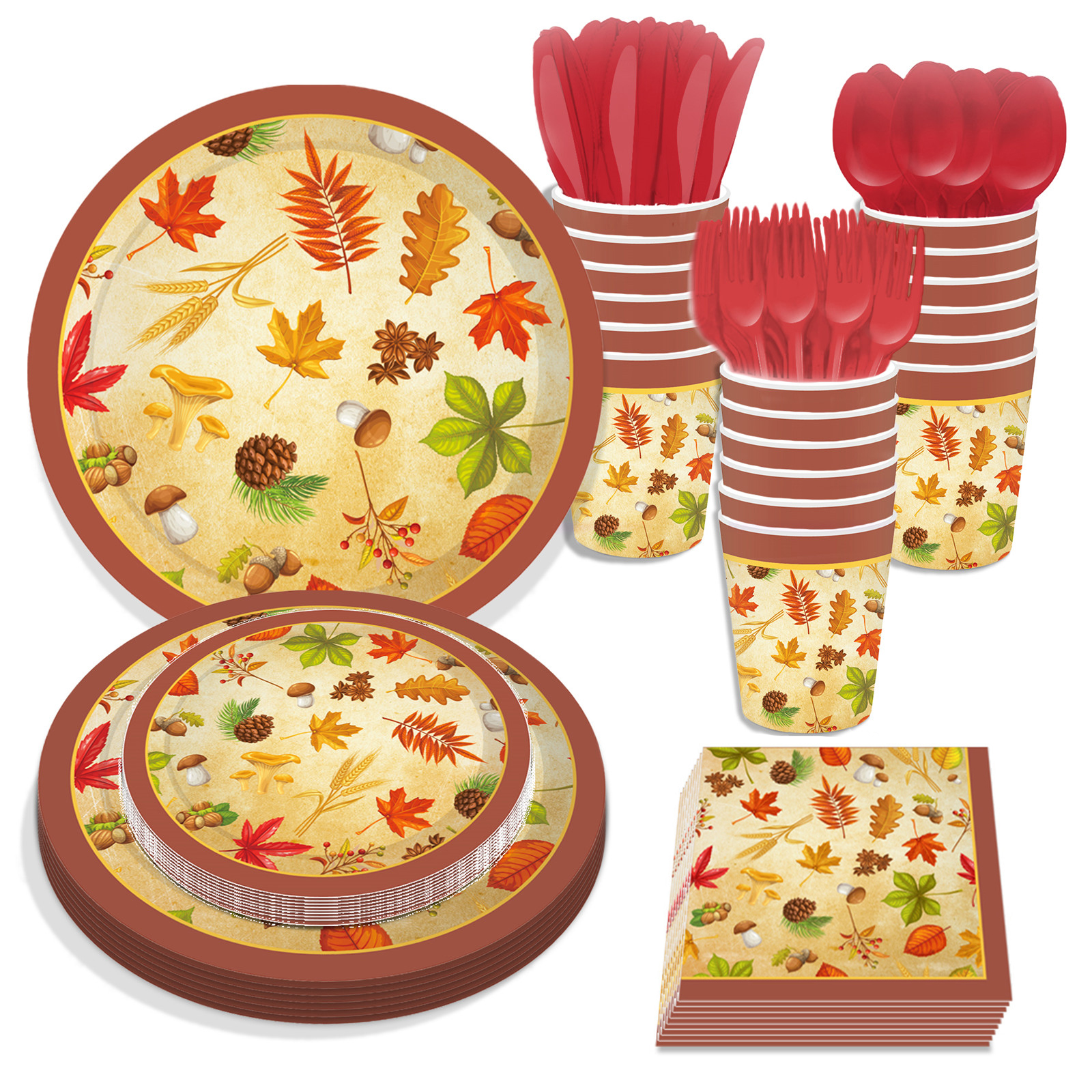 FERSWE Thanksgiving Party Supplies, 68PCS Thanksgiving Plates and