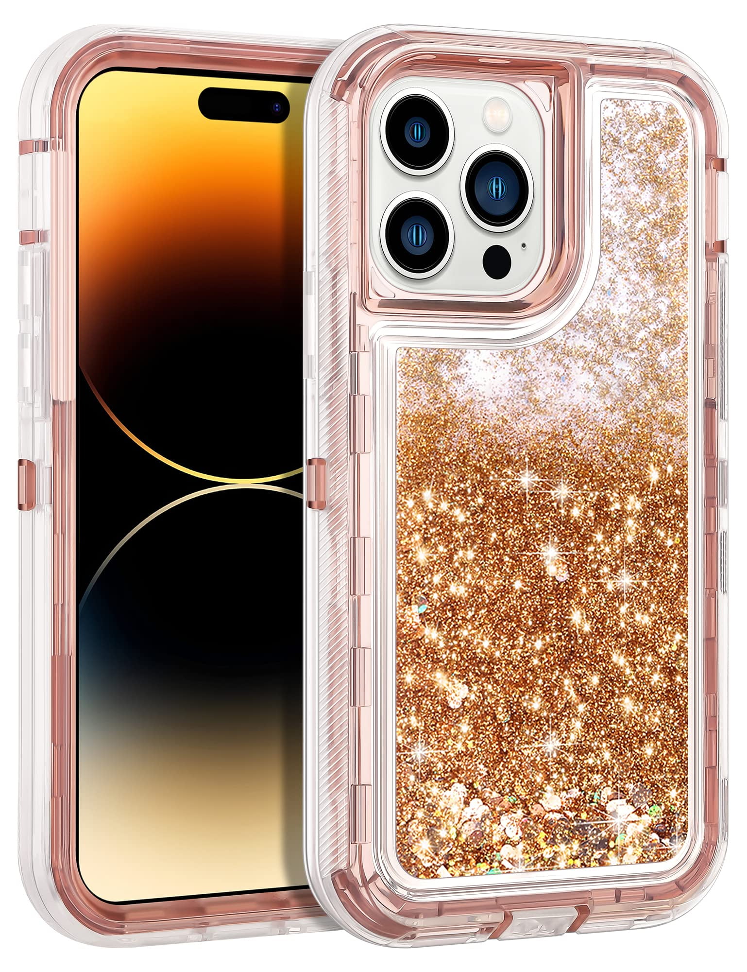 FERSWE for iPhone 15 Pro Case Glitter Floating Liquid Shiny Quicksand ...