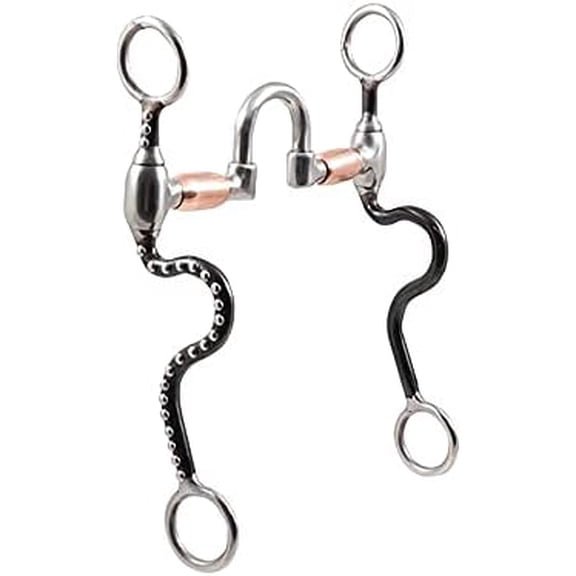 FES  Correction Horse Bit with Silver Dots and Copper Rollers | Perfect for Western Pleasure | Promotes Flex at Poll | Copper Rollers for Salivation
