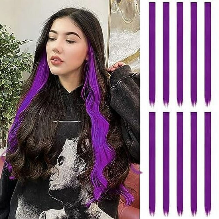 Clip in hair extensions purple hot sale