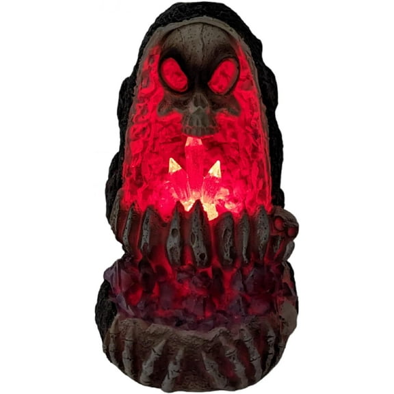 FESS Products Geode Skull Back Flow Incense Burner w/LED 6in, Multicolor