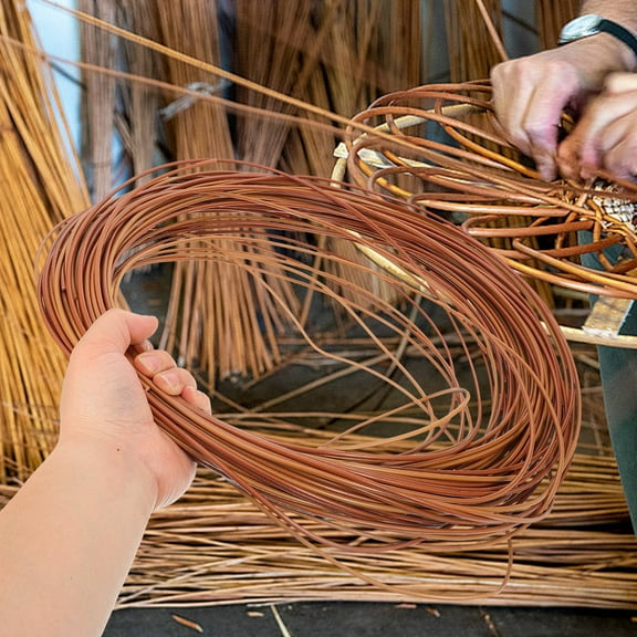 FESTFENDS 1 Roll Simulated Rattan Material for Decoration with Round Strips in Chocolate and Orange Yellow