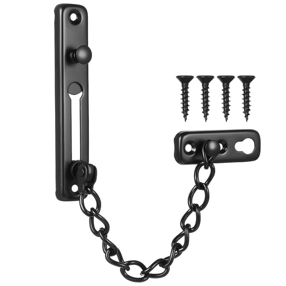FESTFENDS 1 Set 304 Stainless Steel Door Chain Lock Black for Homeowners and Family
