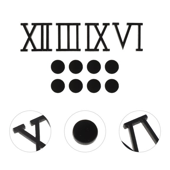 FESTFENDS Acrylic Clock Numerals Black 3D Roman Numbers for DIY Projects 1Set
