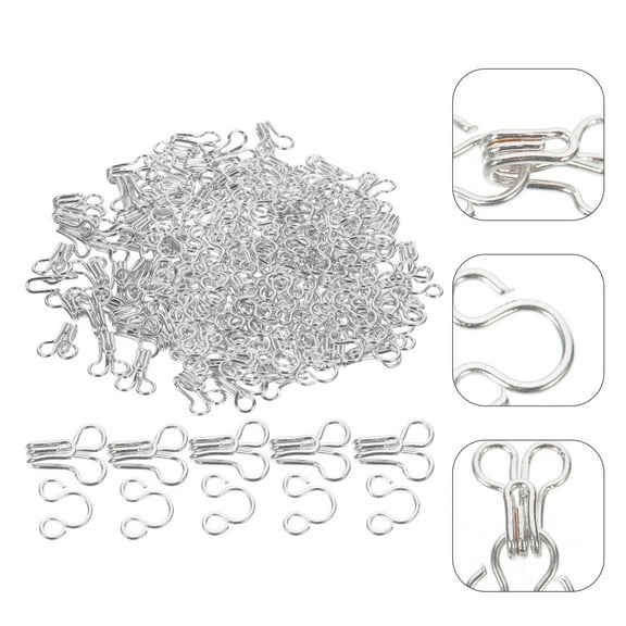 FESTFENDS 100Pcs Silver Copper Eyes Closure Hooks for Hook Clasps and Fastenings