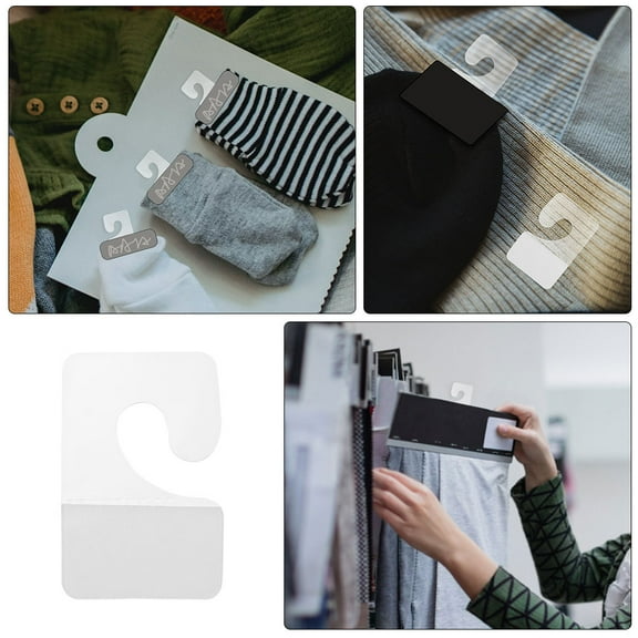 FESTFENDS 100Pcs Transparent PVC Self Adhesive Tabs for Retail Environments with Airplane Hole Design