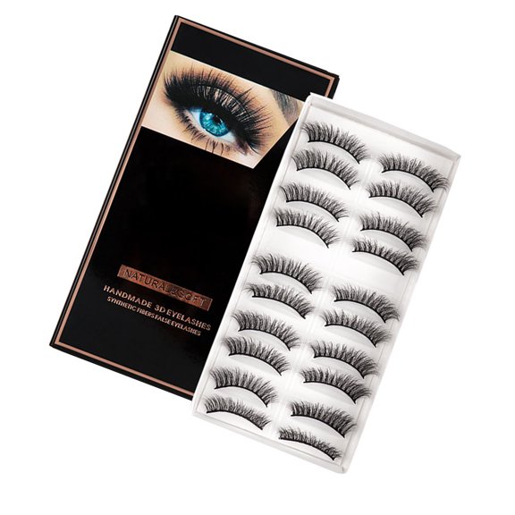 FESTFENDS 10Pairs Reusable 3D Black False Eyelashes Eyelash Extension for Makeup