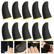 FESTFENDS 10Pcs Anti-sweat Gaming Accessory Finger Sleeves Black Yellow Edge Silver Fiber