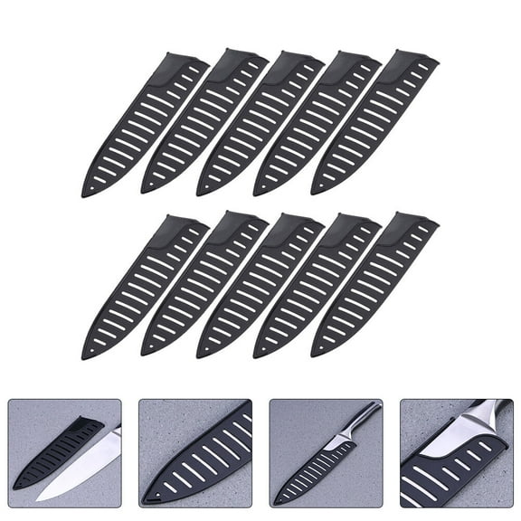 FESTFENDS 10Pcs Black Knife Safety Sheaths for Home Users and Outdoor Enthusiasts in Work and BBQ Settings
