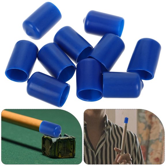 FESTFENDS 10Pcs Billiard Cue Tip Protector Blue Rubber Sleeves for Pool and Snooker Cues