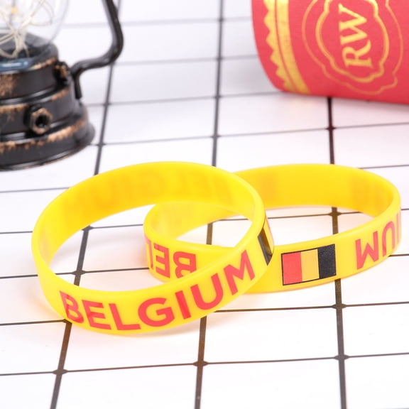 FESTFENDS Yellow Country Flag Printed Silicone Wristband for Decorating Sports Games Matches, One Size Fits Most