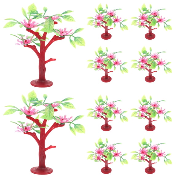 FESTFENDS 10Pcs Mini Landscape Tree Model Red Plastic for Artists in Micro Landscapes