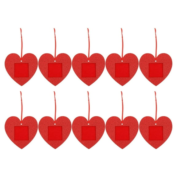 FESTFENDS 10-Pack Valentine's Day Red Felt Heart Photo Frame Display for Celebrating Love and Special Moments