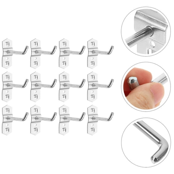 FESTFENDS 12 Pcs Hanging Hooks Silver Metal Wall Mounting for Garage Tools Storage