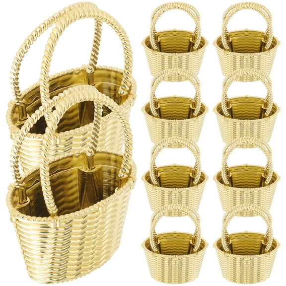 FESTFENDS Decorative Storage Boxes in the Shape of Flower Basket Plastic 12pcs Golden Photo Prop