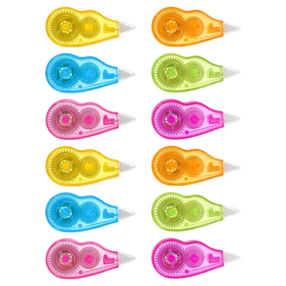 FESTFENDS 12Pcs Correction Tape with Ergonomic Design for Students and Teachers Assorted Color