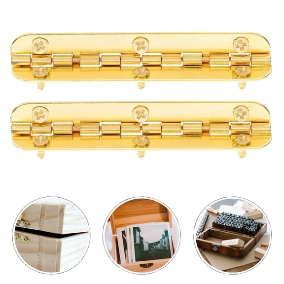 FESTFENDS Set of 12 Golden Iron Trinket Box Hinges, 6.5 x 0.7 x 0.7 for Jewelry and Craft Boxes