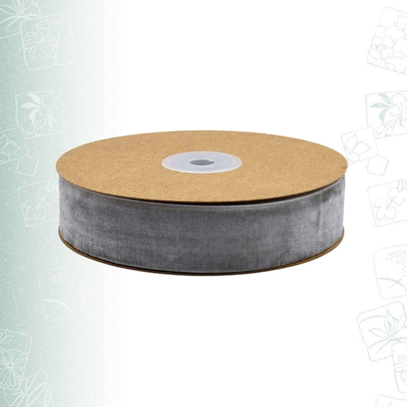 FESTFENDS Grey Flocking Plush Wreath Ribbon Roll 39.4in x 1in x 0.04in for Holiday and Craft Decorations