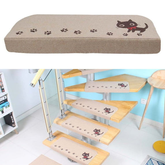 FESTFENDS 1Pack Beige Polyester PVC Stair Mat for Non Slip Noise Reduction 21.7x7.9x0.2in