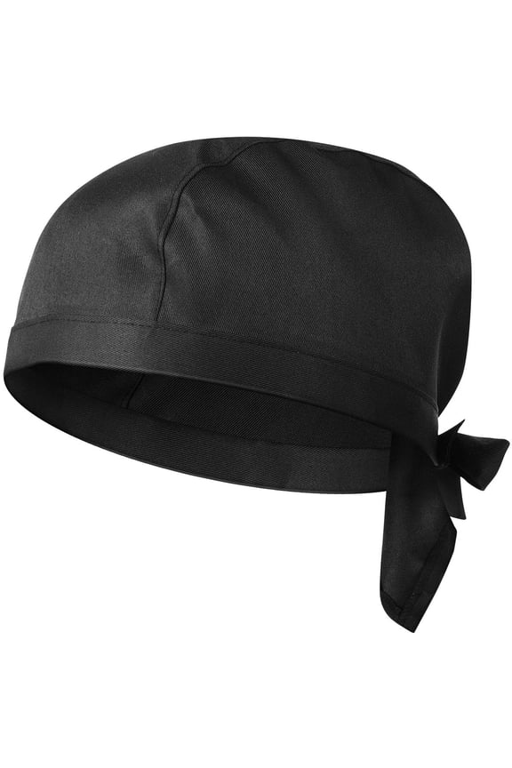1Pack Chef Hat Black Polyester with Adjustable Ribbon for Professional Use 11.8x7.9x4.7in