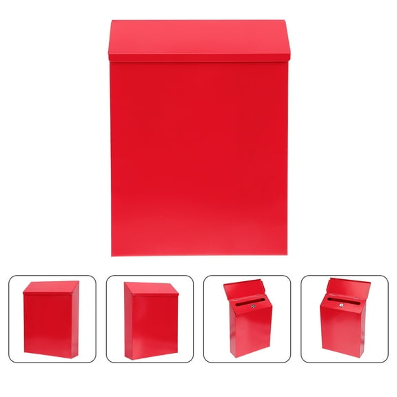 FESTFENDS Red Wall Mounted Mailbox Iron 1Pcs 11.8X9.1X2.4In For Home