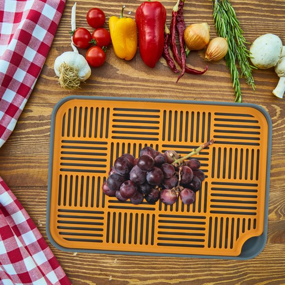 FESTFENDS 1Pack Vegetable Baskets For Kitchen 13.4X9.4X0.6in With Water Drainage Function For Home