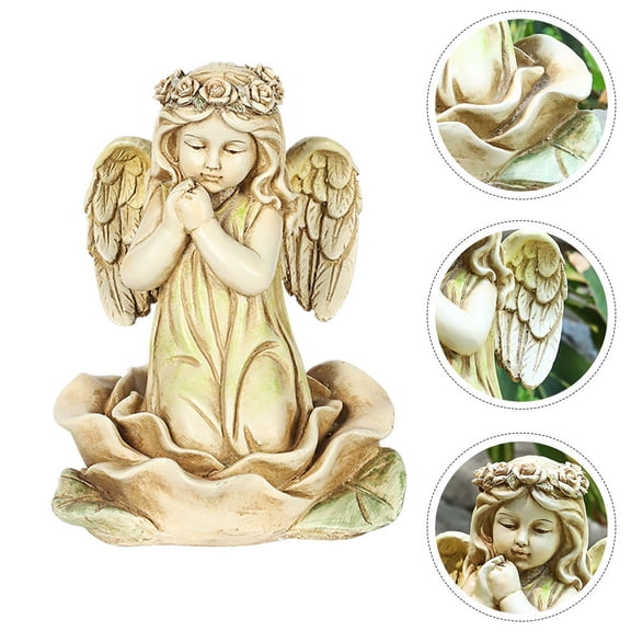 FESTFENDS 1Pc Miniature Cherub Figurines Garden Decoration Resin Outdoor Statues for Yard