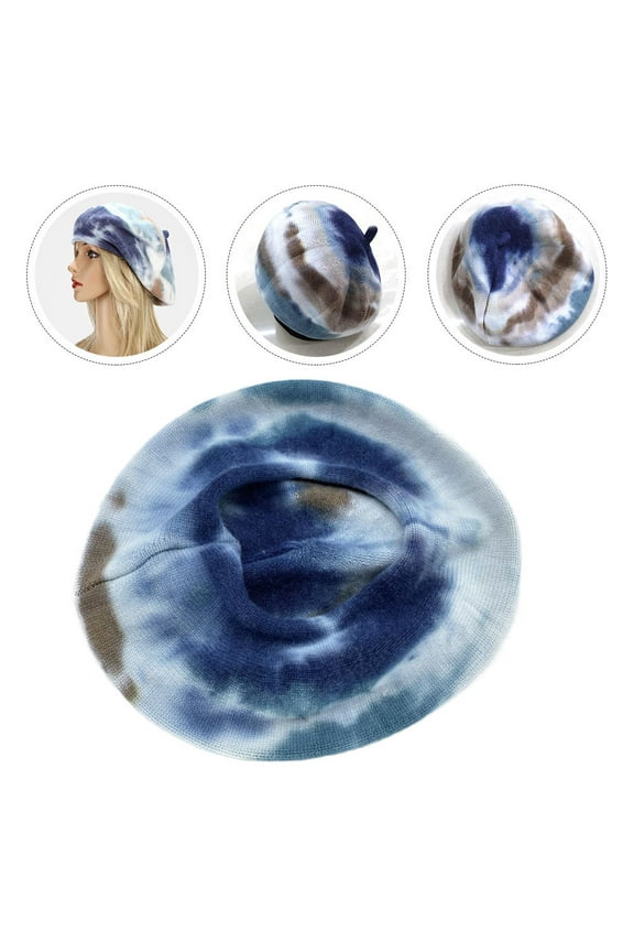 1Pc Multi Cotton Acrylic Round Top Flat Brim Beret Cap for Men and Women Warmth Indoors Outdoors