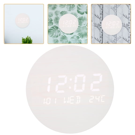 FESTFENDS 1Pc Wooden Alarm Clock Beige White Round Simple Design For Home Use Office Use