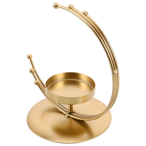FESTFENDS 1Pcs Elegant Moon Shaped Candle Stand Golden Iron For Wedding Centerpieces And Festive Gatherings