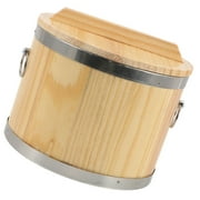 FESTFENDS Rice Holder Storage Bucket Wood Natural Wood Color 1Set
