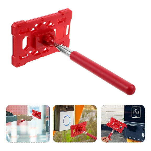 FESTFENDS 1Pcs Red Plastic Telescopic Rod Card Holder for Pass on Windshield Parking Lot Management