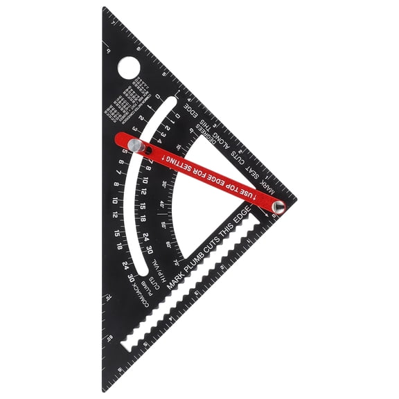 FESTFENDS 1Pcs Triangle Ruler for Drawing Black Aluminum Alloy for Woodworking 7.51X7.51X1.30in