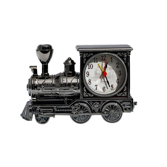 FESTFENDS 1Set Black Railway Engine Shaped Clock for Bedroom Aesthetic Timekeeping ABS Electronic Components