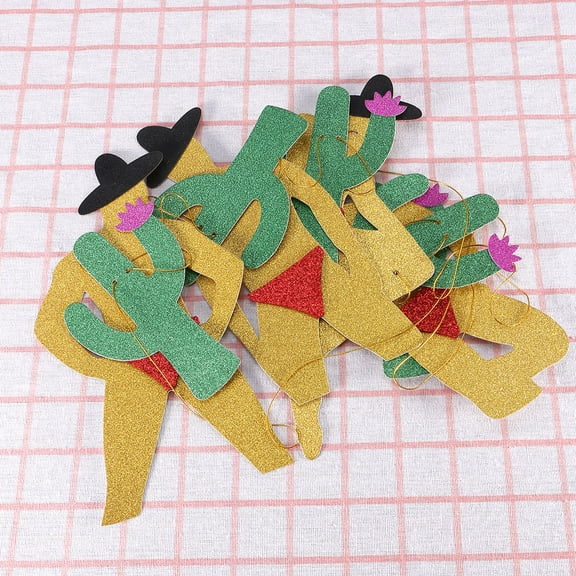 FESTFENDS 1Set Cactus Banner Mexican Fiesta Theme Party Decorations Assorted Color Paper