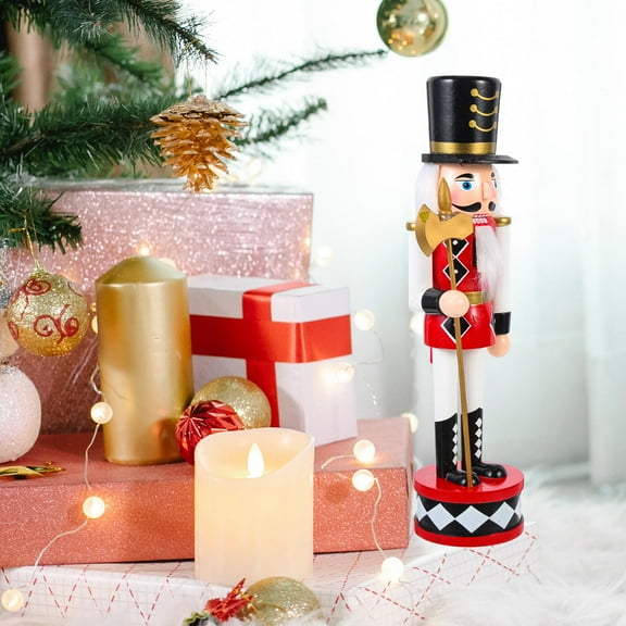 FESTFENDS 1Set Christmas Nutcracker Decorations Wooden Red Standing Soldier with for Family and Friends