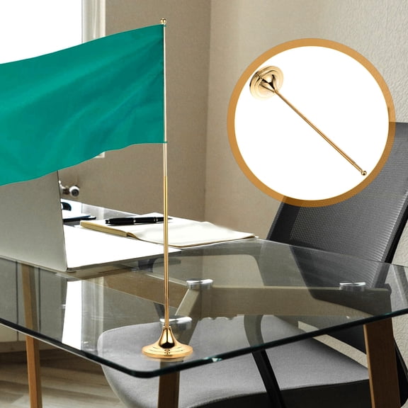 FESTFENDS 1Set Golden Cylindrical Stainless Steel Telescopic Flag Holder for Small Flags Office Home Display