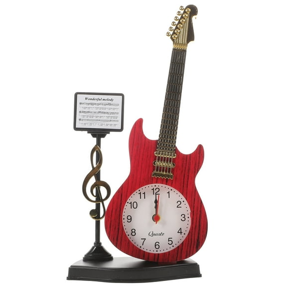 FESTFENDS 1Set Guitar Shape Tabletop Clock for Restaurant Decor .8x11.6cm