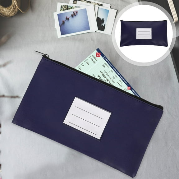 FESTFENDS 1Set Rectangular Navy Money Wallet Pouch for Cash and Documents with Zipper for Men and Women
