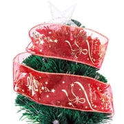 FESTFENDS Red Glitter Wired Ribbon 1 Set for Christmas Tree Decorating, Wrapping, Crafts and Holiday Decorations