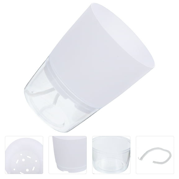 FESTFENDS 1Set Self Watering Planter White Plastic For Indoor 11.8x11.8x5.9in
