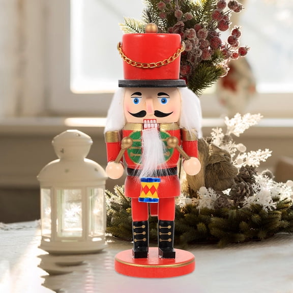 FESTFENDS Traditional Red Nutcracker 1Set Simple Design Holiday Ornament