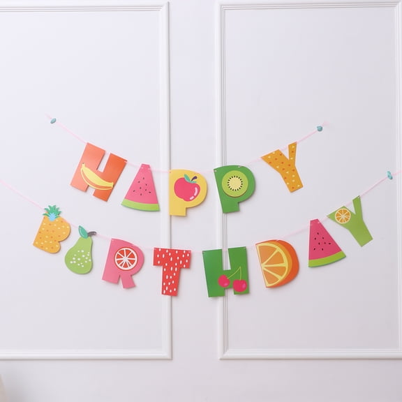 FESTFENDS 1Set Tropical Birthday Banner Paper Flags For Summer Season Indoor Outdoor Decoration 11.8x6.7x0.04in