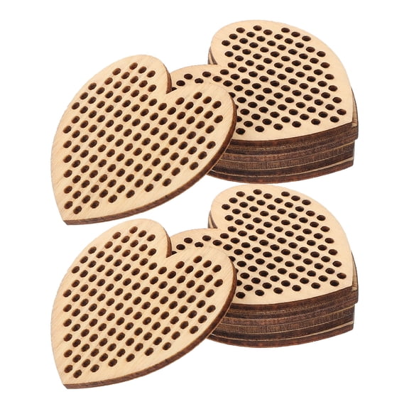 FESTFENDS 20Pcs Heart Wood Discs Blank Hole Paved for Diy Engraving Khaki