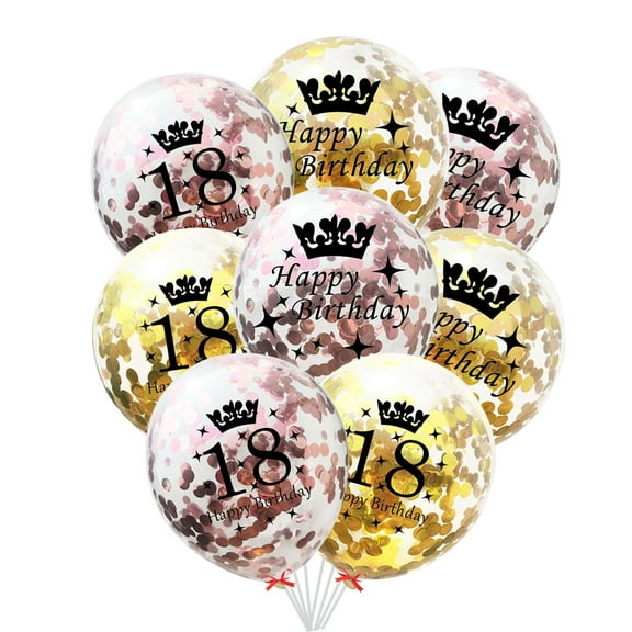 FESTFENDS 20Pcs Round Latex Balloons Happy Birthday Decorations Rose Gold Golden Transparent