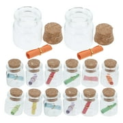 FESTFENDS Set of 24 Small Glass Jars with Cork Lids and Wooden Accents for Wedding Favors and Party Decorations