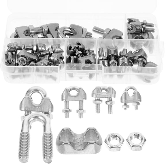 FESTFENDS 25Pcs 304 Stainless Steel U Bolts for Connecting and Clamping Wire Rope 1.2x1.0x0.4in